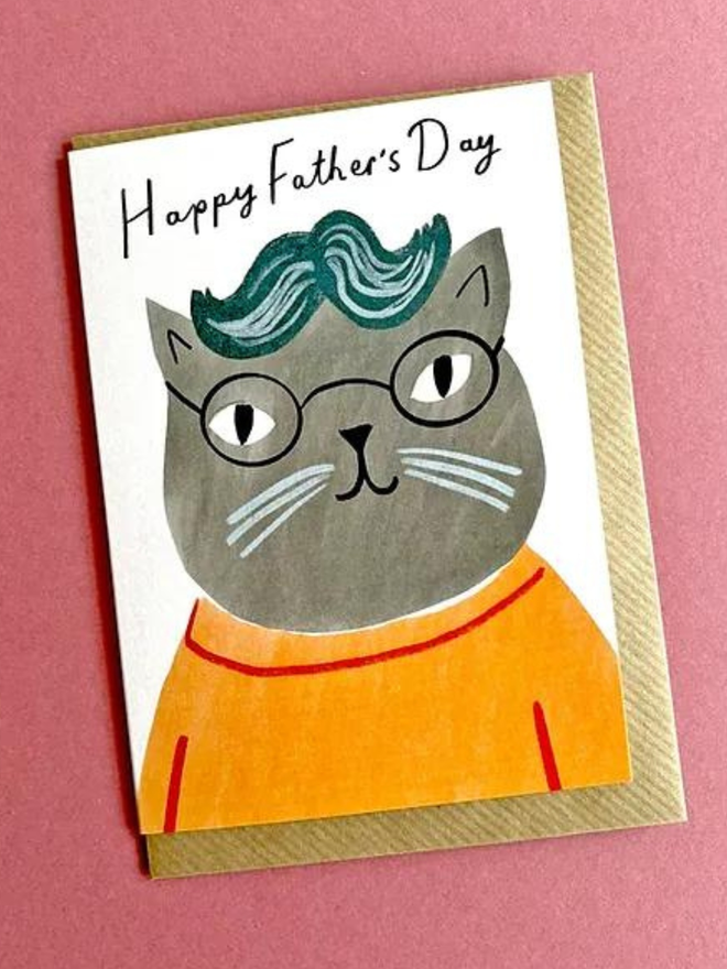 Glasses Cat Father's Day Card