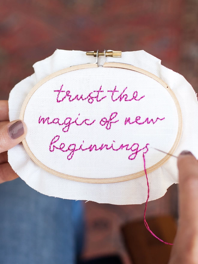 Learn how to stitch your own embroidery hoop artwork 
