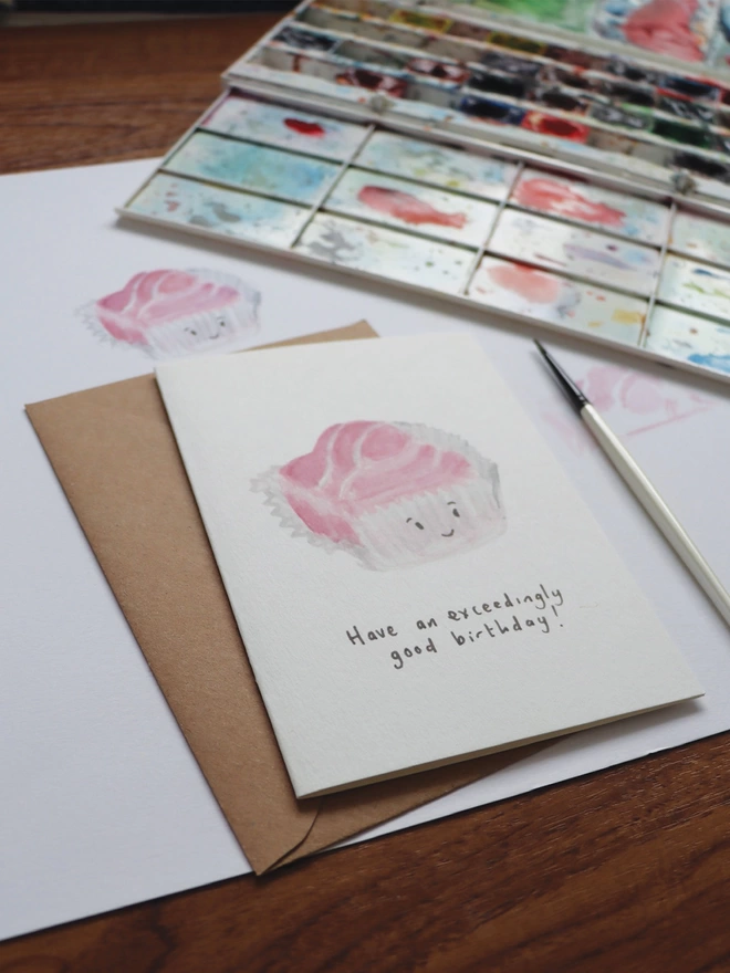 Pink French Fancy Card with Paint Palatte