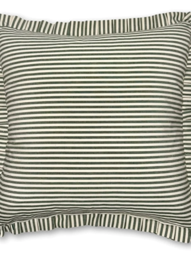 Green Candy Stripe Cushion With Frill