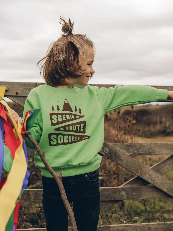 Scenic Route Society Kids Green Sweatshirt