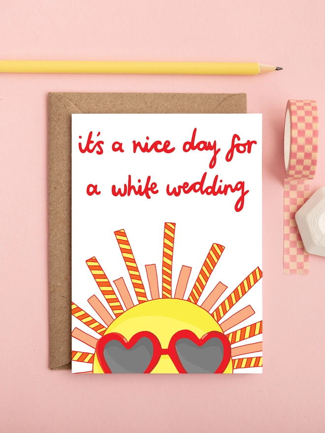Bright and colourful wedding card for a summer wedding 