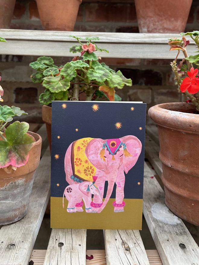 Elephant and child card