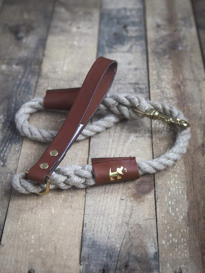 Master Ropemakers Leather and Rope Dog Lead