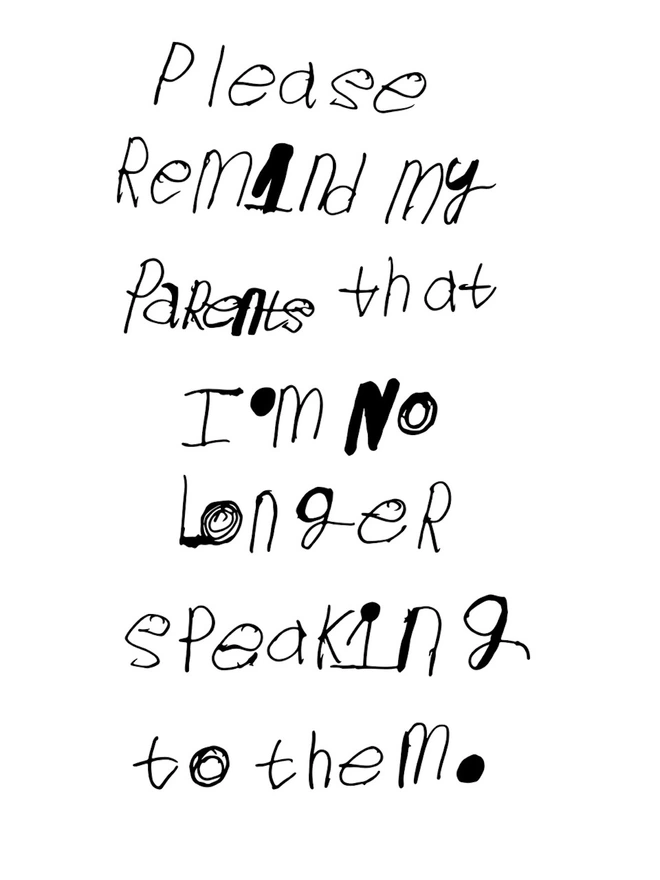 Piper a deaf, autistic teenage artist from hackneys black unique handwritten font on a white background