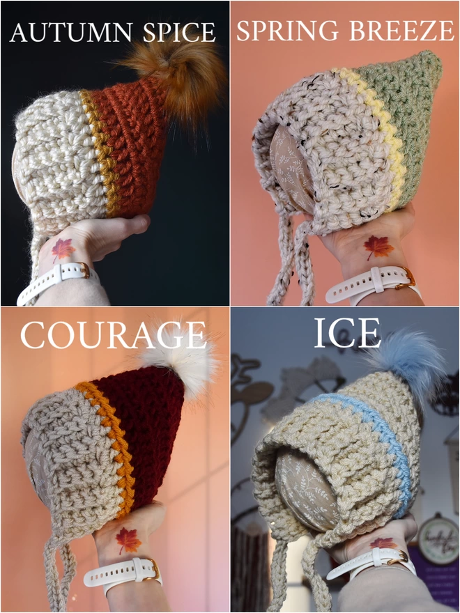 Crochet Pixie bonnet colour chart