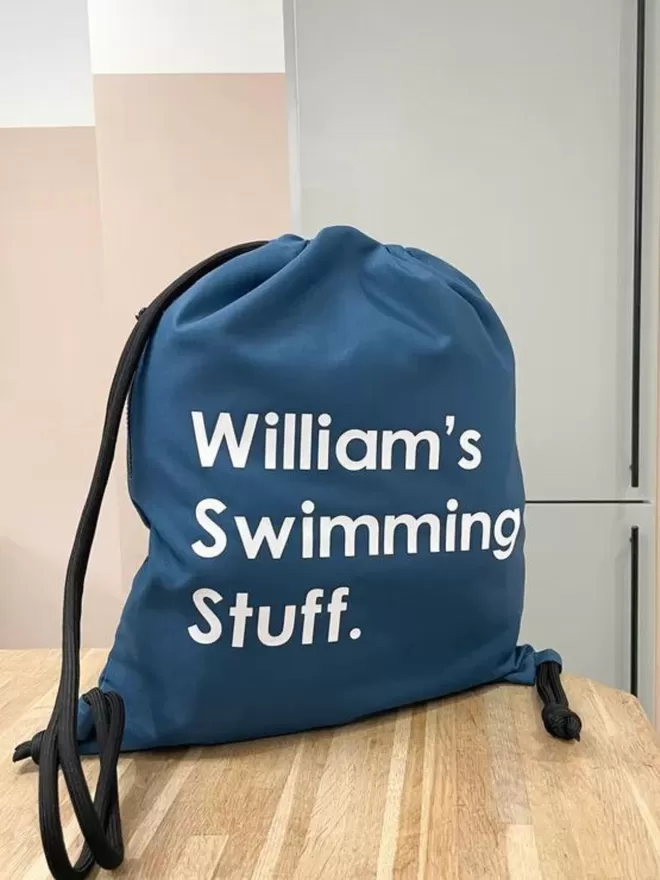 'Swimming Stuff' Personalised Waterproof PE Bag
