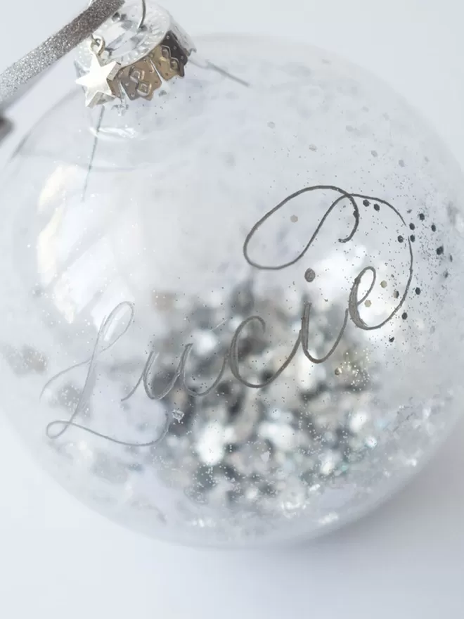 Hand Engraved Glass Christmas Bauble