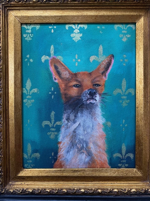 Proud Foxy on emerald framed