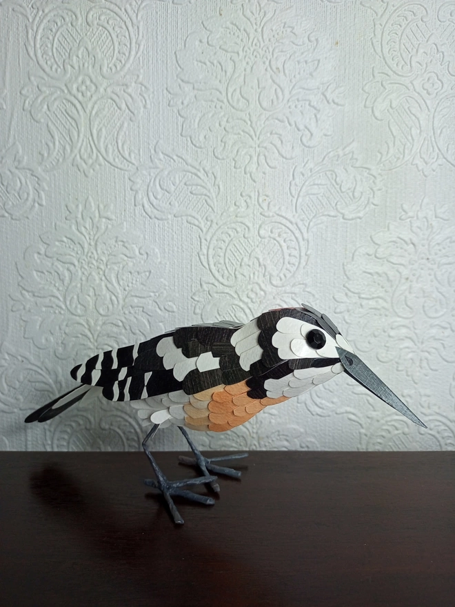 handmade woodpecker paper sculpture