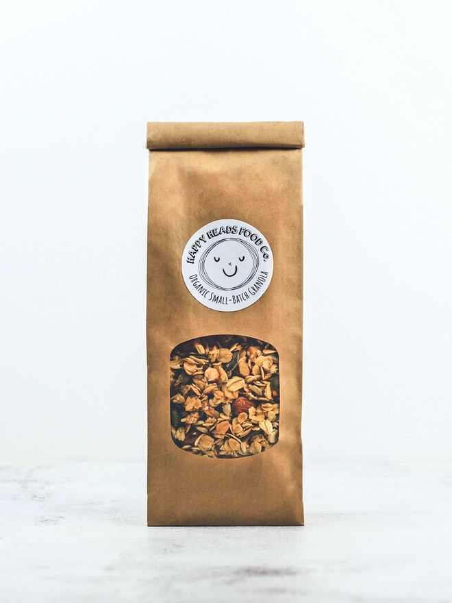 Happy Heads 'Original' granola in a small (350 g) refill bag