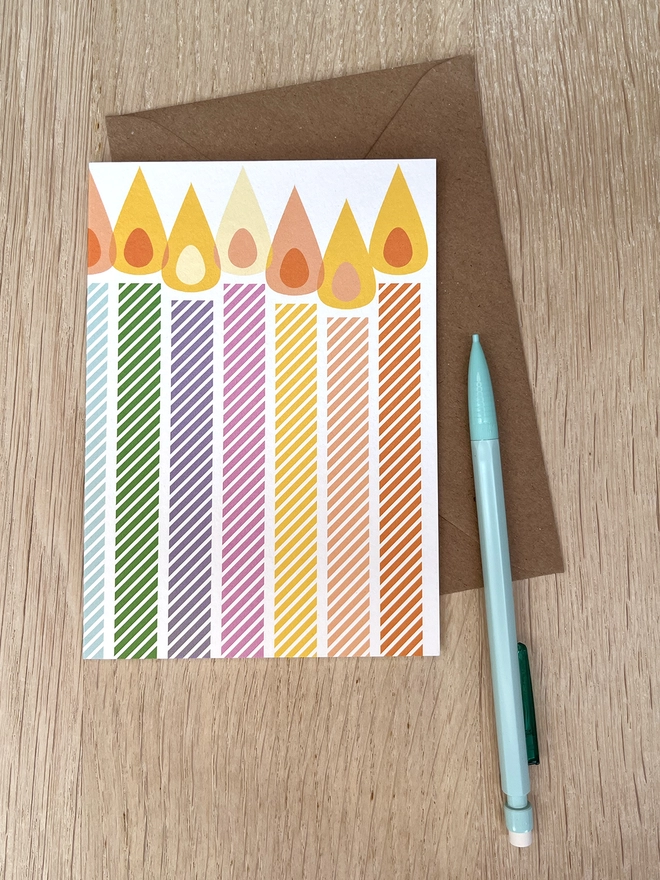 Birthday card with colourful candles