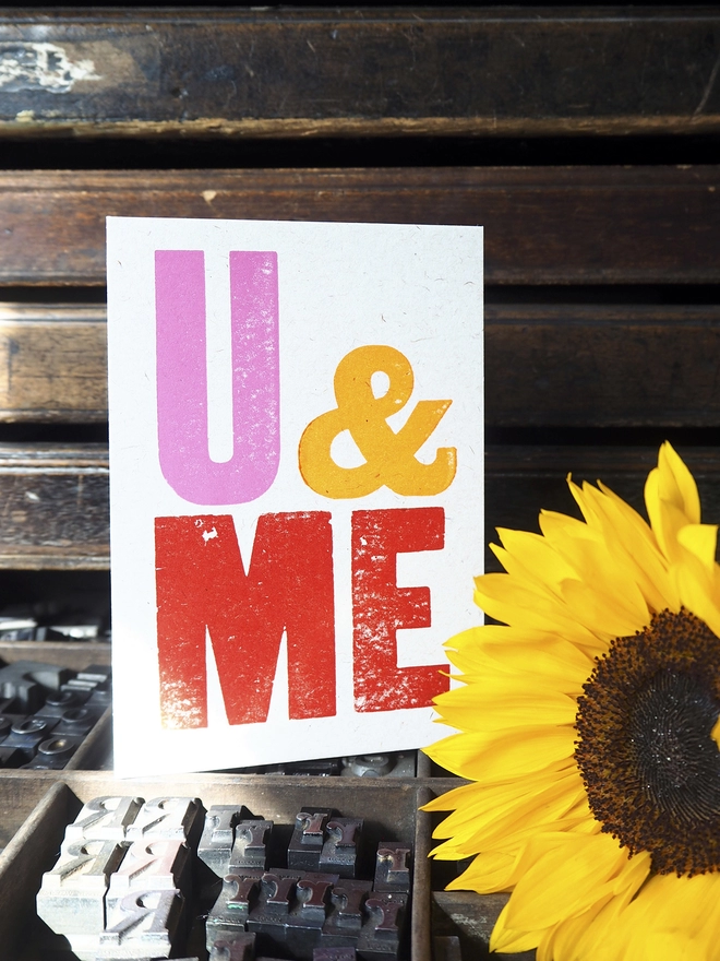 U & ME Letterpress Greetings Card