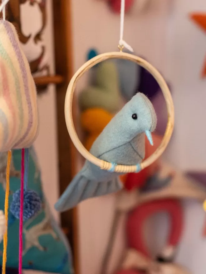Blue bird in hoop