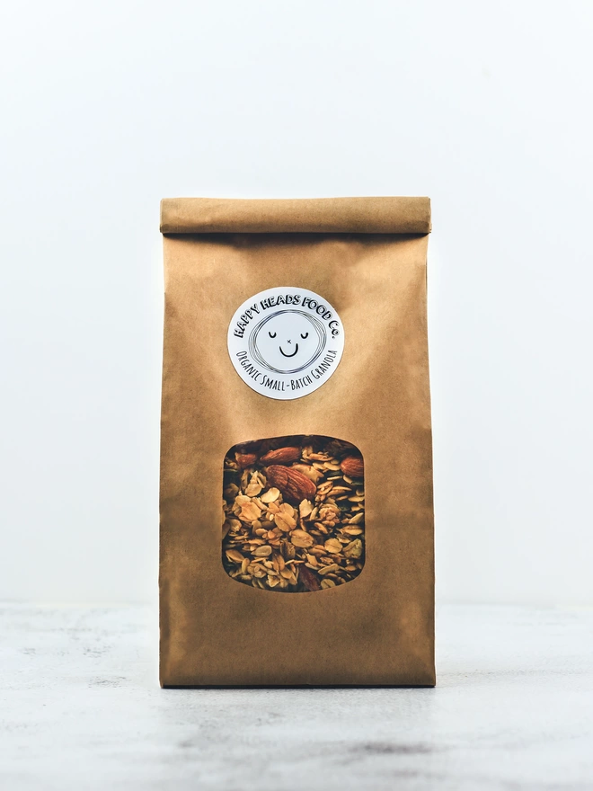 Happy Heads 'Original' granola in a medium (600 g) refill bag
