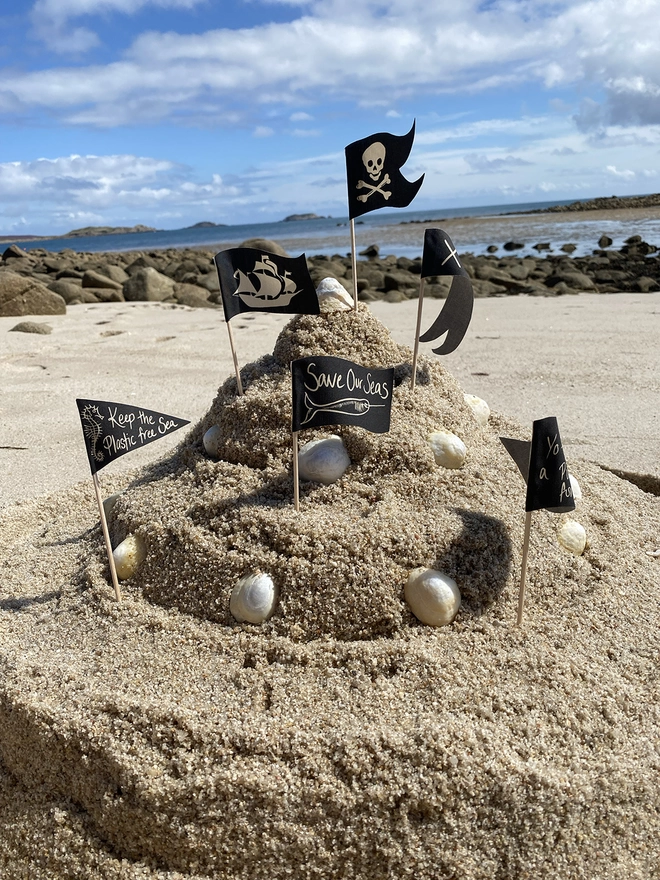 Pirate flags for a sandcastle
