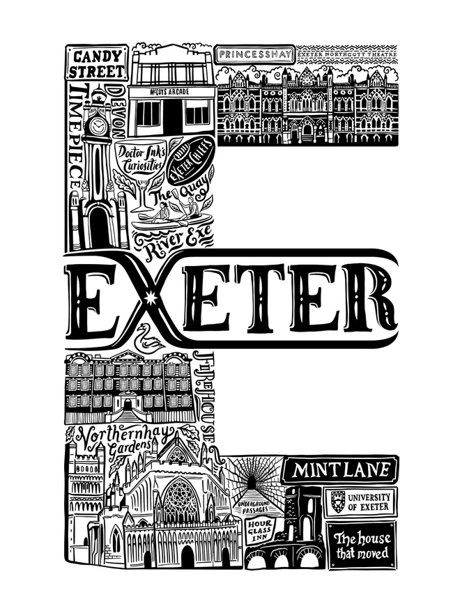 Exeter letter E poster