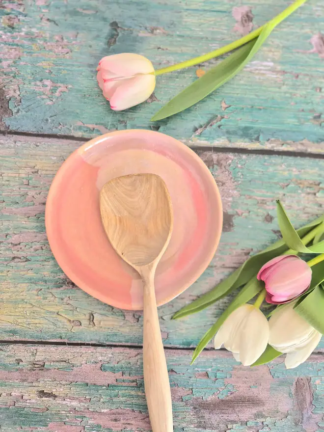 Spoon Rest, Pink Marshmallow, Kitchen, Jenny Hopps Pottery