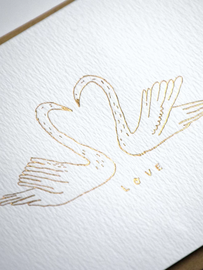 Love Birds love card debossed hot foiling