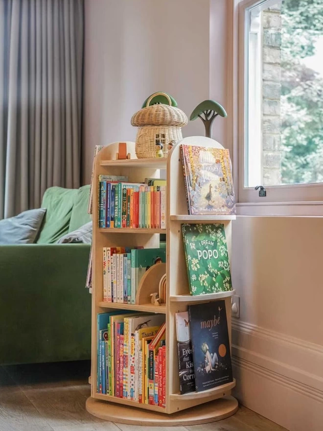 Plywood rotating bookcase