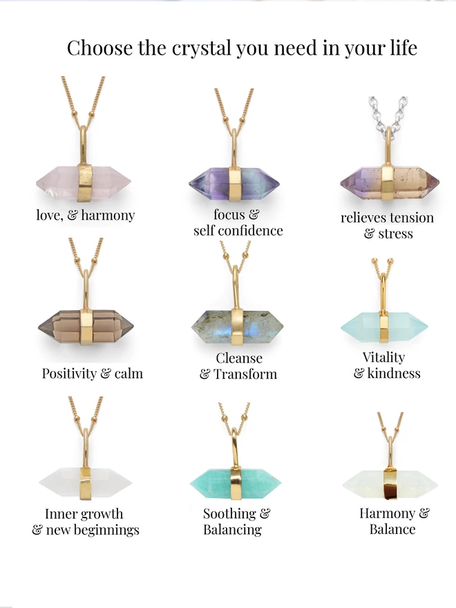 all crystal necklaces and the meaning, symbolism of each semi precious stone necklace