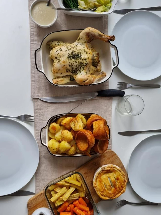 Roast dinner with oat placemats