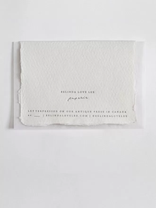 I Love You, Letterpress Mini Card On Handmade Paper