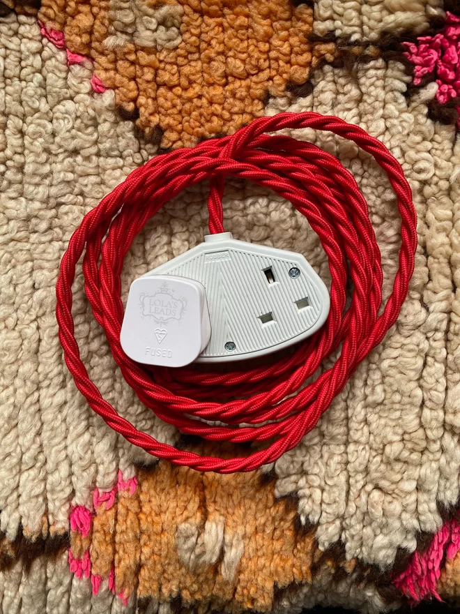 Lola's Leads Scarlet Red Fabric Covered Extension Cable