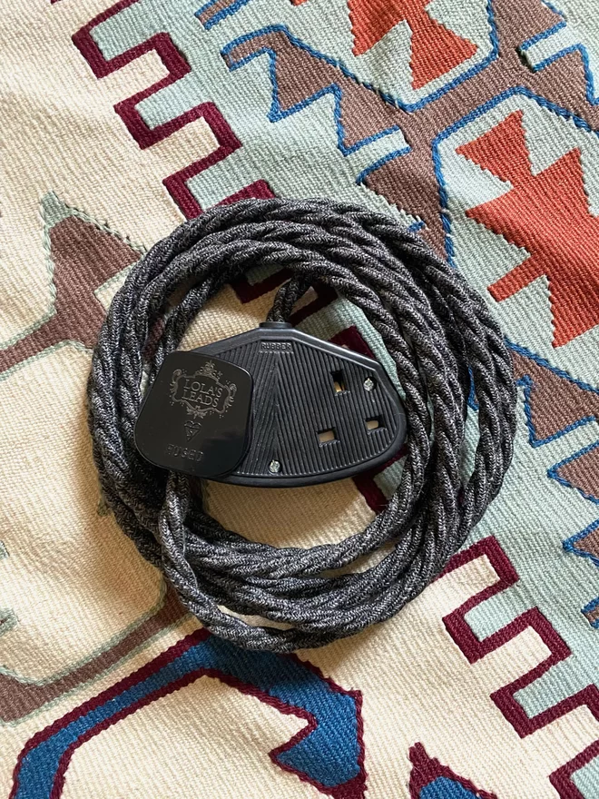 Lola's Leads Anthracite Grey Fabric Covered Extension Cable