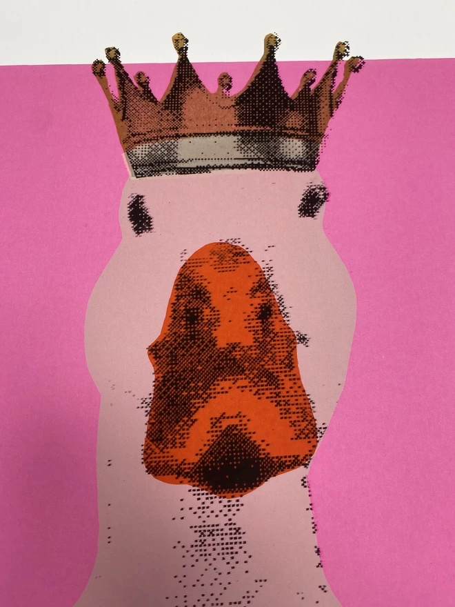 Duckess pink duck art print crown detail