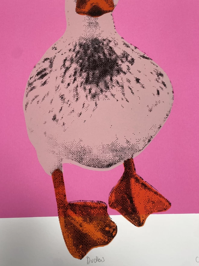 Duckess pink duck art print 