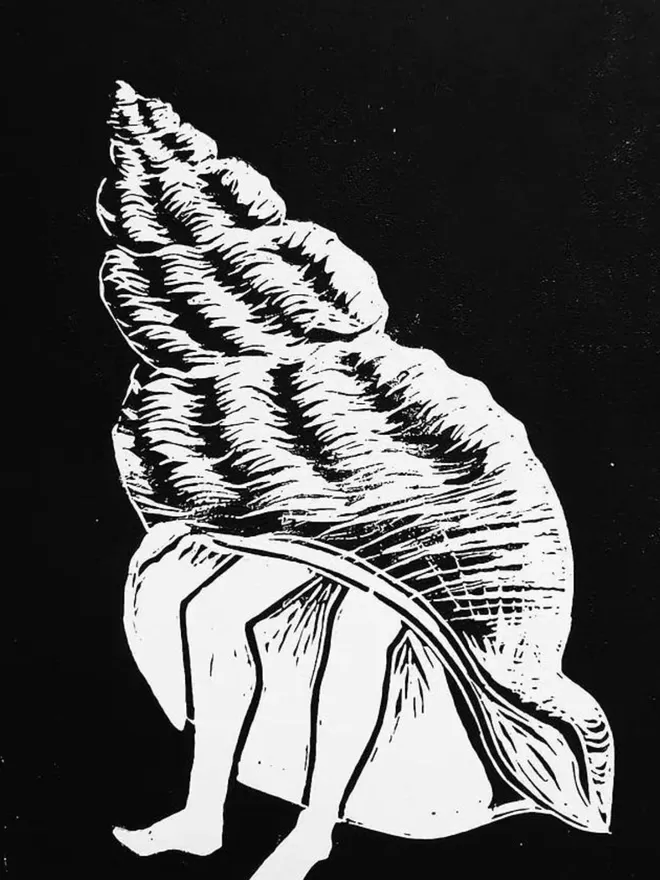 Hermit Shell Lino Print