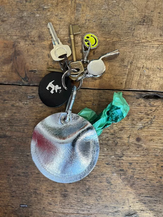 Silver Poo Pouch Used As A Key Ring