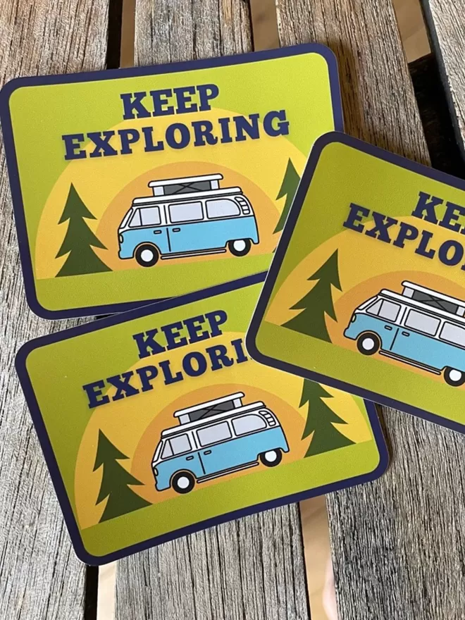Keep Exploring Vinyl Campervan stickers.