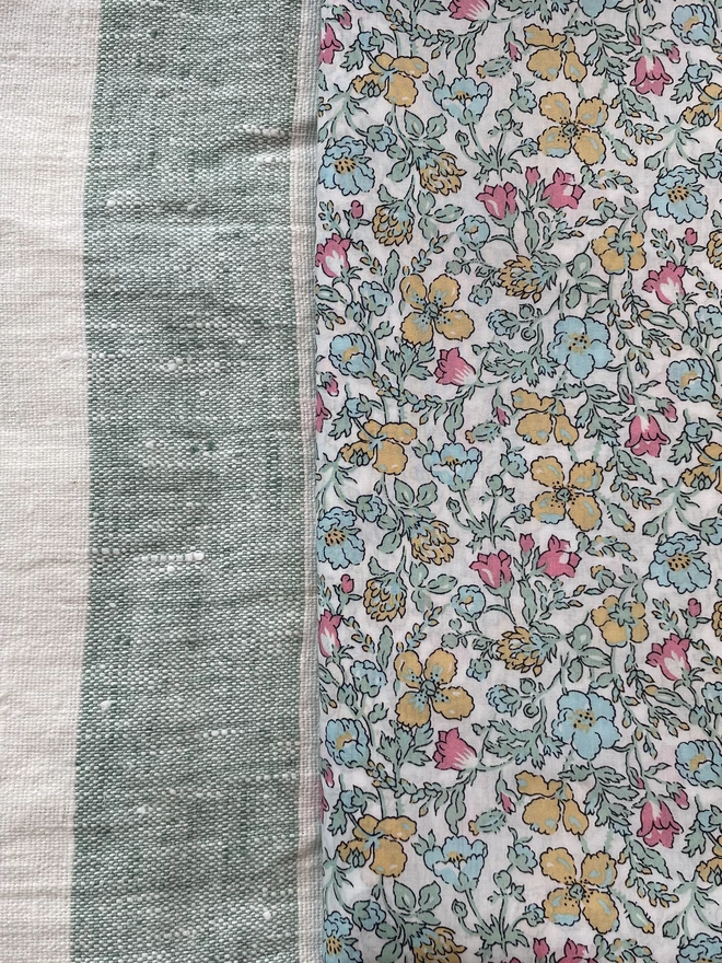 Mint Linen Stripe with Liberty Meadow