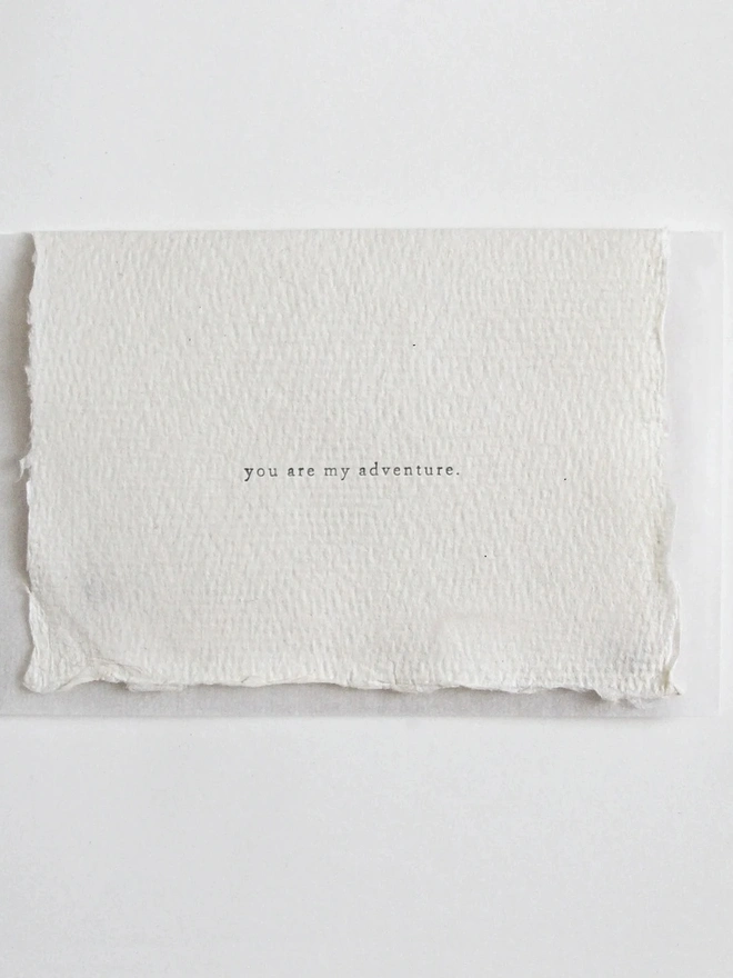 'You are my Adventure', Letterpress Mini Card 