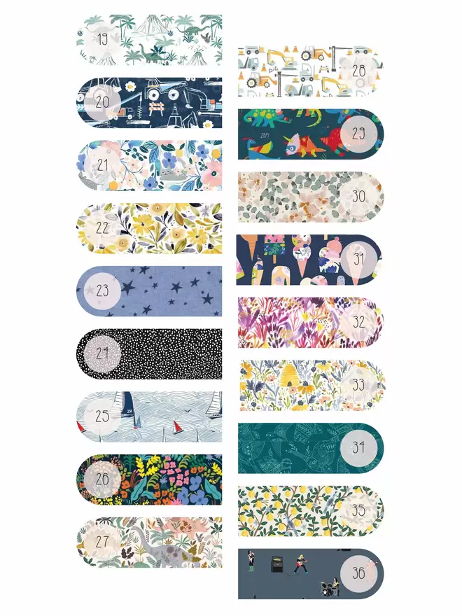 Print and fabric options for Cooper and Fred colour block quilted wall hanging.