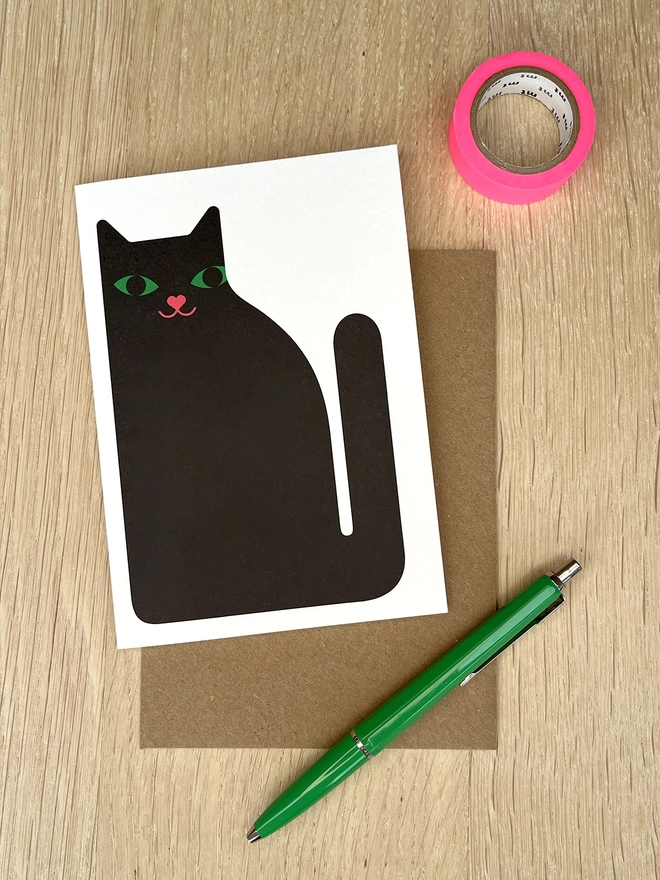 Black Cat Greetings Card