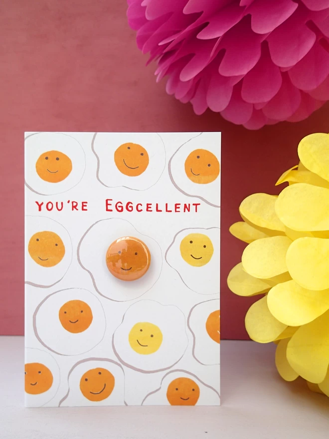 Eggcellent Greeting Card with Egg Badge