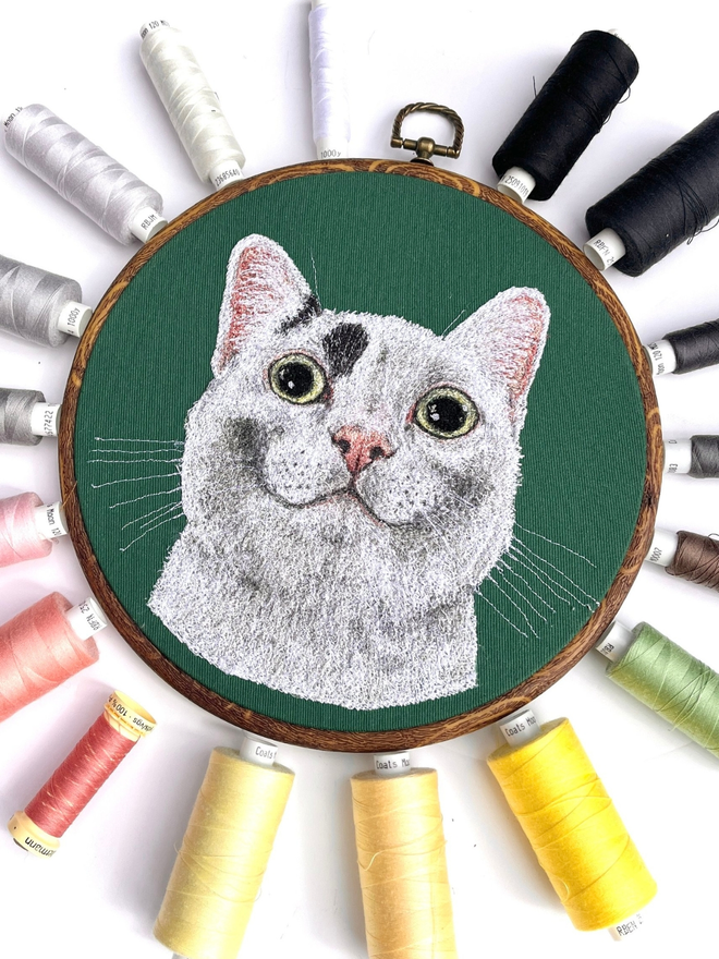 Customised embroidered pet portrait