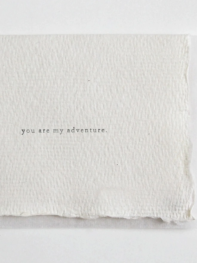 'You are my Adventure', Letterpress Mini Card 