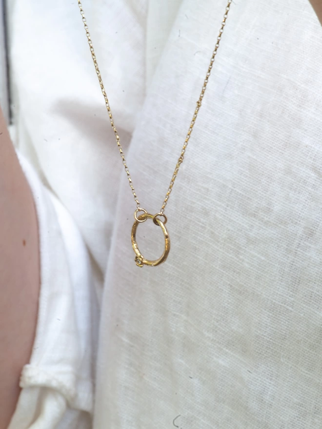 9ct Gold Karma Circle Diamond Necklace 