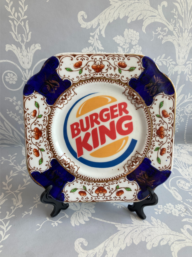 Hand printed Vintage Burger King China Plate