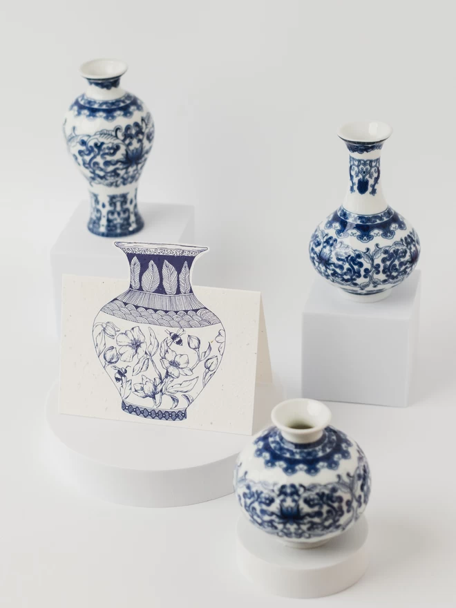 Rose Ceramic Vase Plantable Card