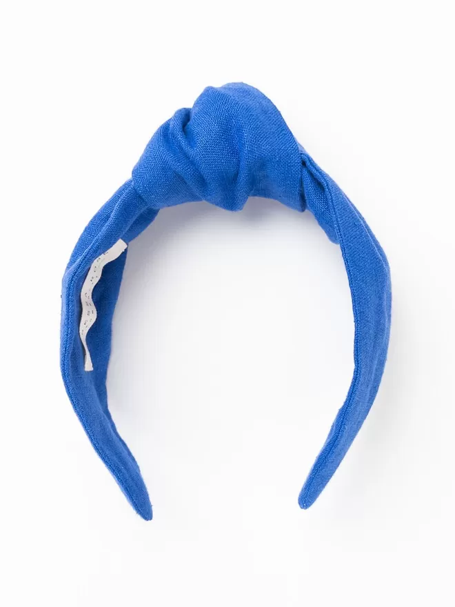 Vanessa Rose Amelie Hairband in French Blue seen from above.