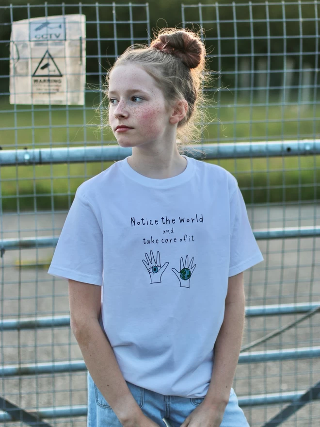 Notice the World Slogan T-Shirt Kids Girls Mims & Family