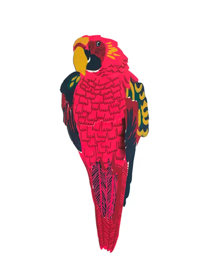 White cut-out shot: pink parrot 