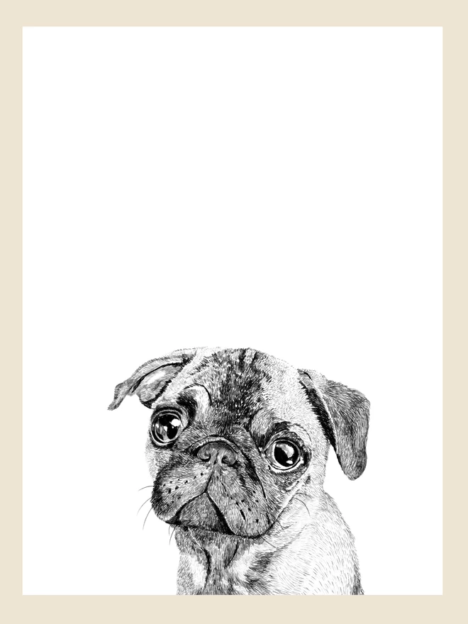 Artwork of pug dog art print