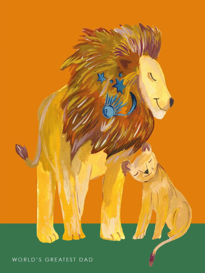 Lion And Cub Greatest Dad Greetings Card