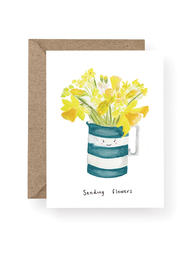 Sending Flowers Greeting Card 